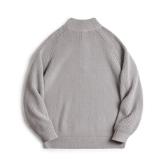 MADEN Herren Schwergewicht Baumwoll Halb-Zip Strickpullover