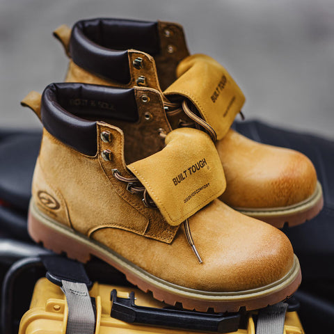 MADEN Unbounded Flip-Cover Leder-Arbeitsstiefel 