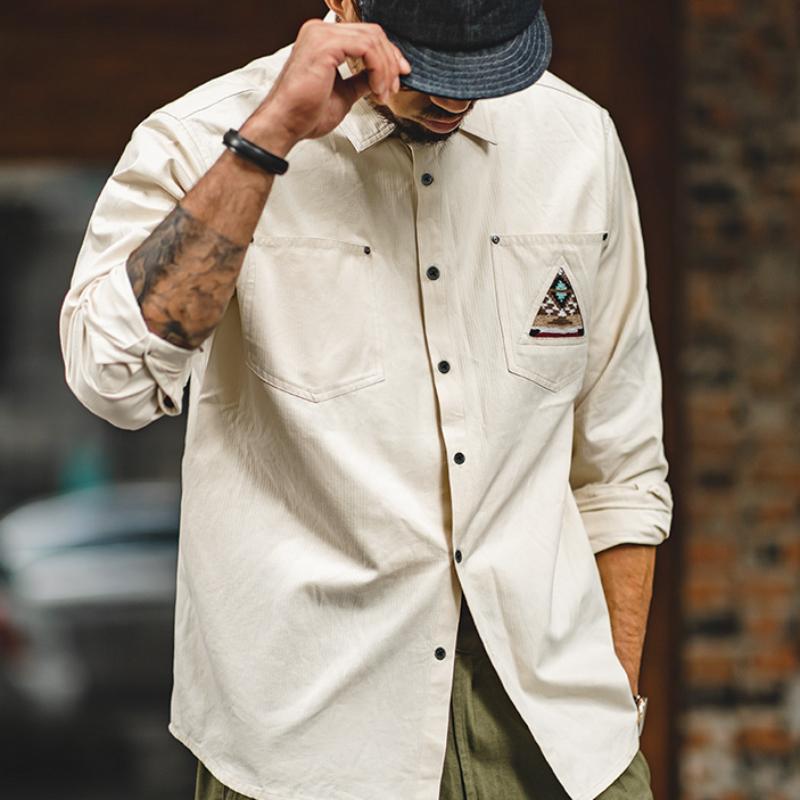MADEN Indian-Totem Patchwork Shirt – Cotton 100%