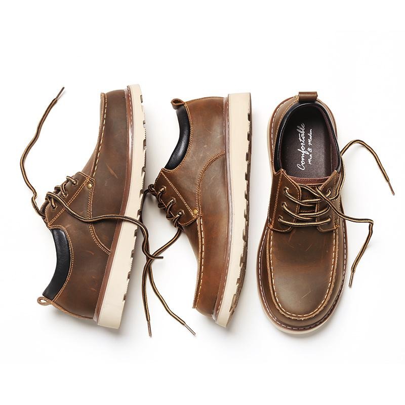MADEN Men’s Retro Low-Top Leather Boots