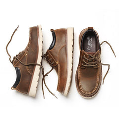 MADEN Herren Retro Leder Kampfstiefel mit niedrigem Schaft
