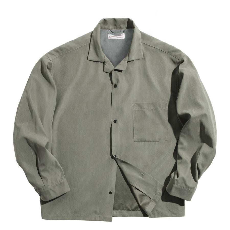 Chemise à manches longues MADEN – Tissu effet peau de pêche rétro, coupe ample 