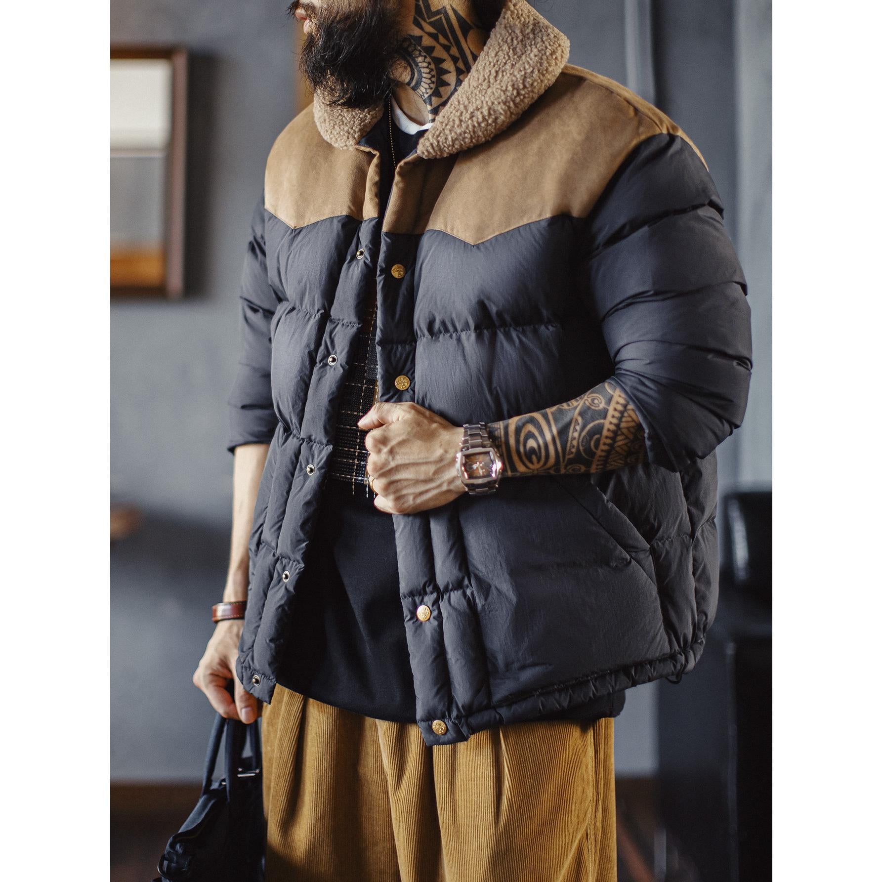 MADEN Corduroy Kragen Weiße Entendaunenjacke
