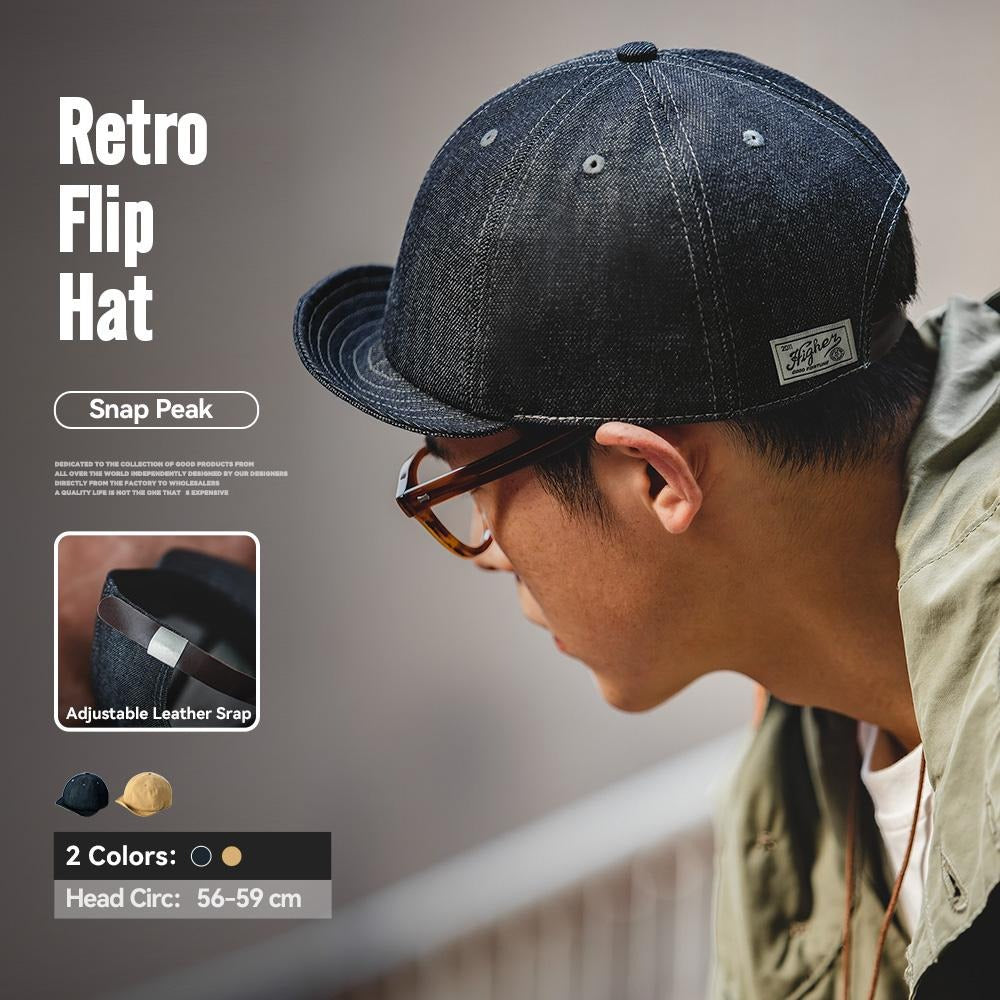 MADEN Retro Denim Baseball Cap mit kurzem Schirm