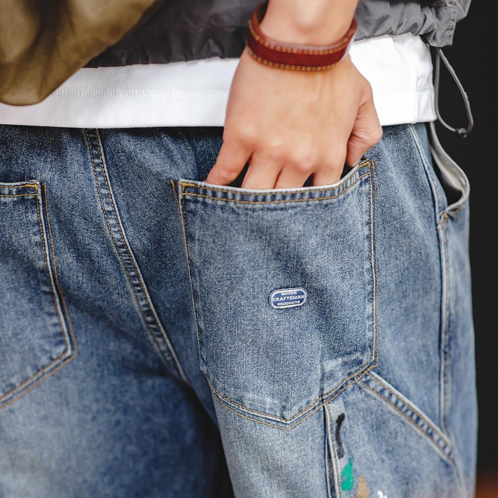 MADEN Splash Ink Washed Straight Denim Jeans 