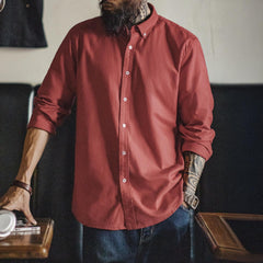 Camisa Oxford de algodón grueso para hombre MADEN con botones