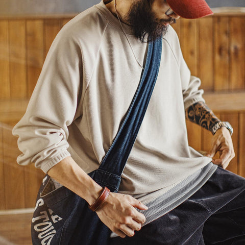 MADEN Retro Sweatshirt Heavyweight Long Sleeve for Fall