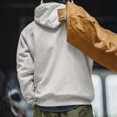 MADEN Herren Grauer Hoodie – Fleecegefüttert
