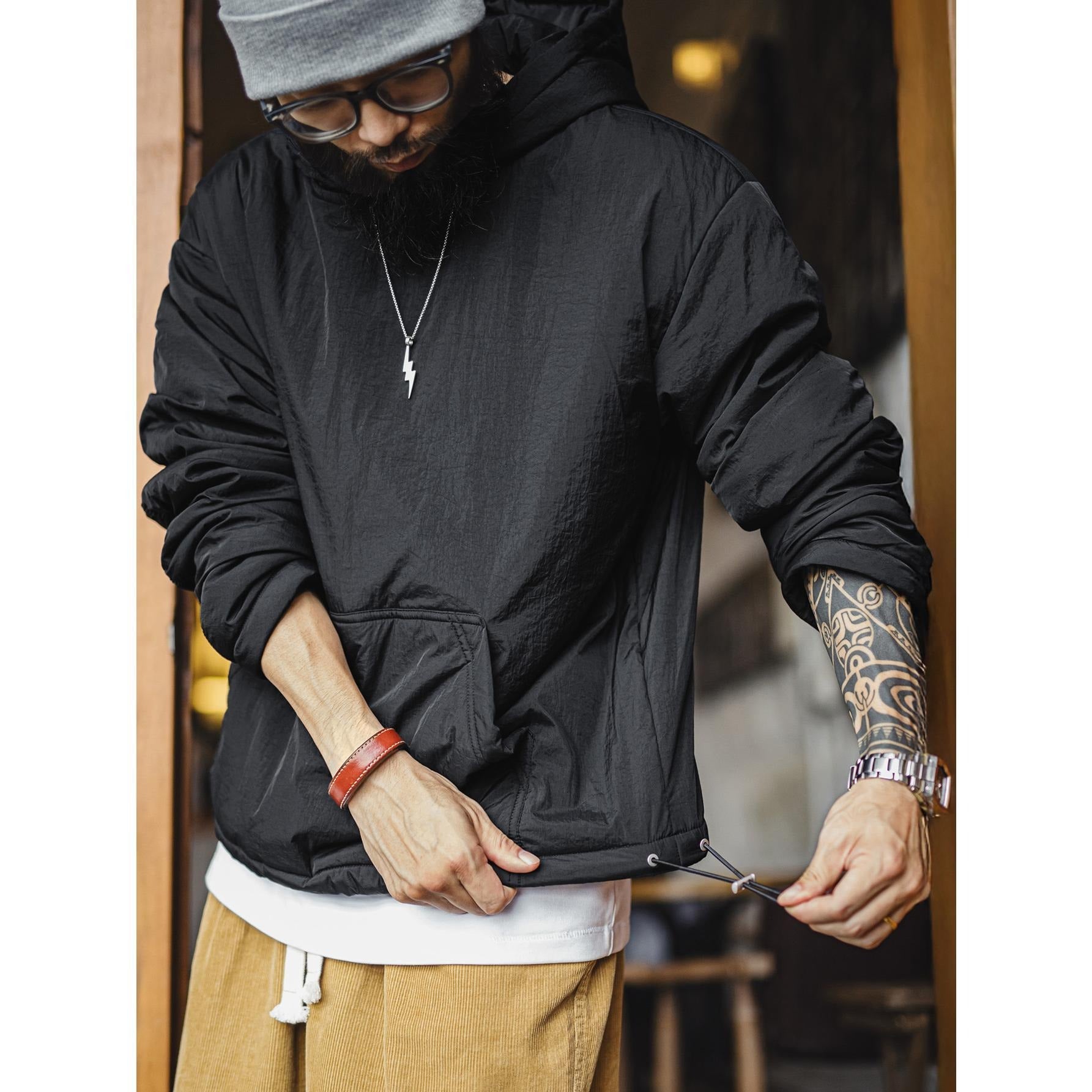 MADEN Daunen-Hoodie – Thermojacke mit Kängurutasche 
