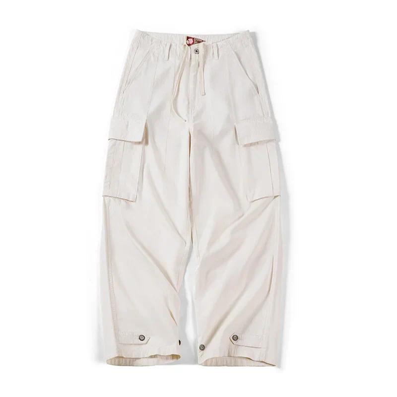 Maden Women's Wide-leg Cargo Pants - Retro Loose Style