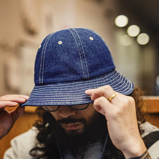 MADEN Retro Denim Fischerhut mit breiter Krempe