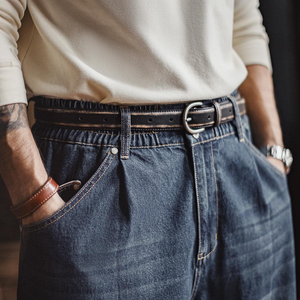 MADEN Vintage Vollnarbenleder Gürtel