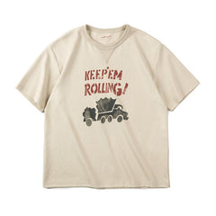 Áo thun cotton nặng in chữ graffiti MADEN