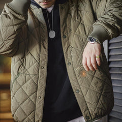 Chaqueta varsity acolchada de algodón de peso pesado para hombre MADEN