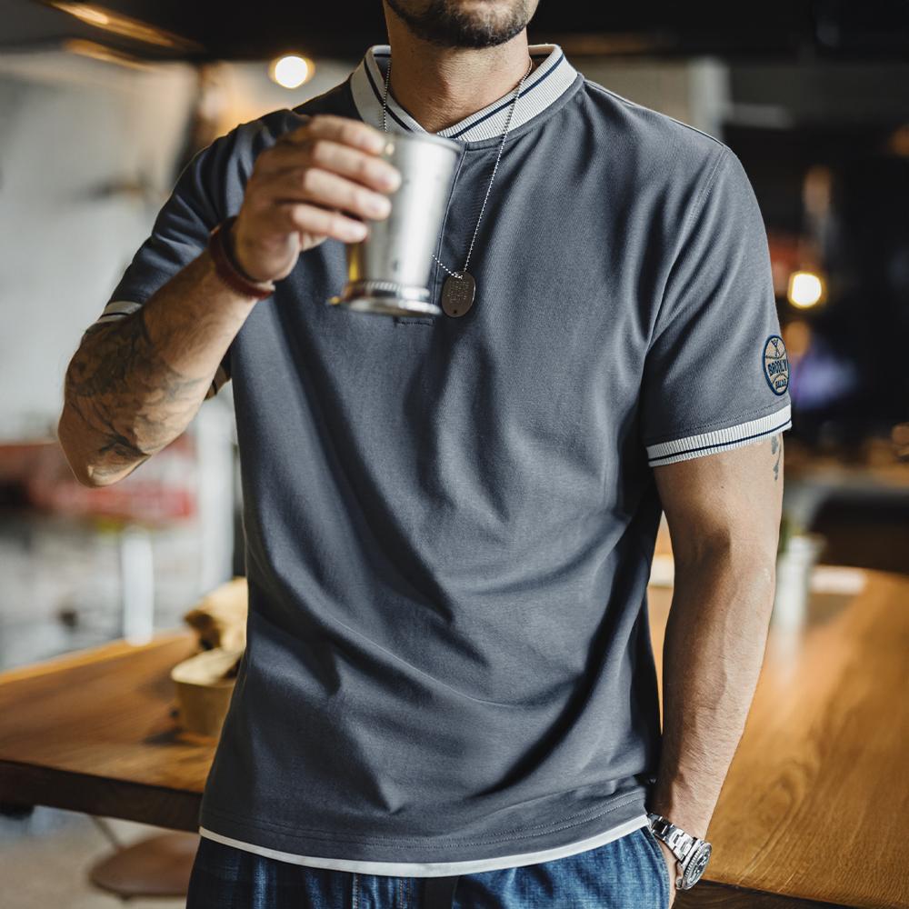 MADEN Baseball Henley T-Shirt - Cotton 100%