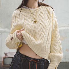 MADEN Damen Zopfstrick Pullover