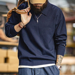 MADEN Herren Schweres Baumwoll Polo Sweatshirt
