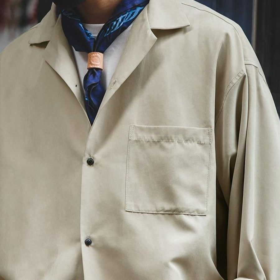 Chemise à manches longues MADEN – Tissu effet peau de pêche rétro, coupe ample 