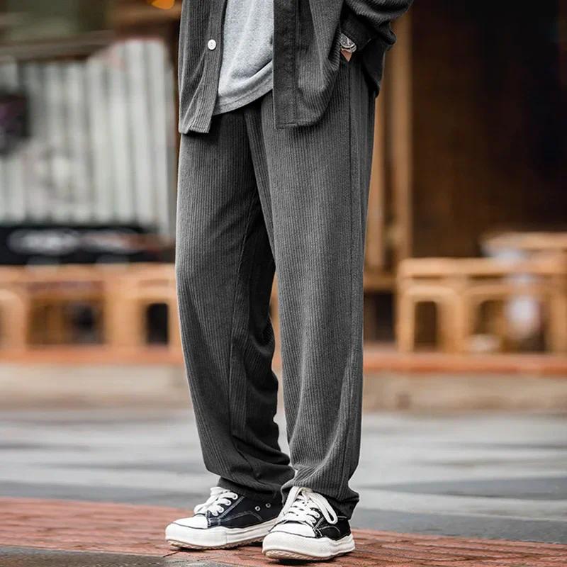 MADEN Vintage Strick-Samt Jogginghose mit weitem Bein