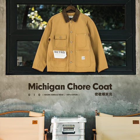 MADEN Men’s Retro Michigan Canvas Jacket – Heavyweight Utility Coat
