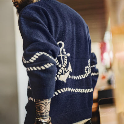 MADEN Men’s Navy Pullover Knit Sweater