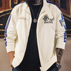 MADEN Colorblock Bestickte Retro Racing Jacke