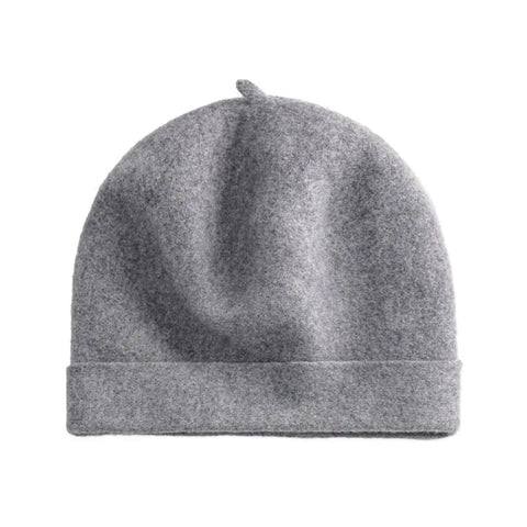 Bonnet MADEN pour femme, gris, 100 % laine tricotée, chaud et épais, avec cache-oreilles, idéal pour les grandes têtes et les temps froids. 