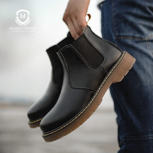 Botines Chelsea casuales de cuero de altura media MADEN