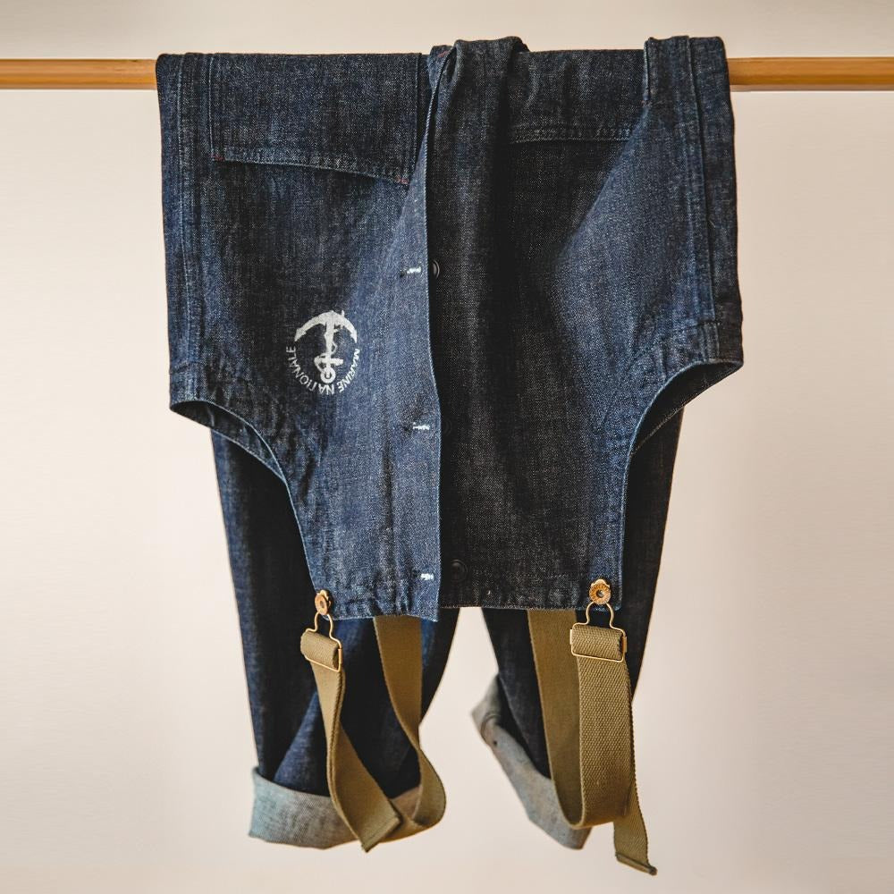 MADEN Herren Schwergewicht Baumwoll Cargo Denim Latzhose
