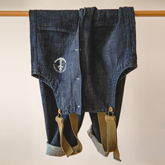 MADEN Herren Schwergewicht Baumwoll Cargo Denim Latzhose