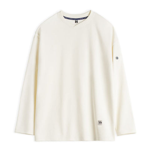 MADEN Ribbed V-neck Long Sleeve T-Shirt