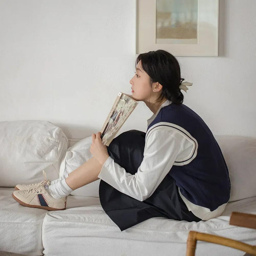 Giày sneaker da trắng tối giản retro MADEN cổ thấp