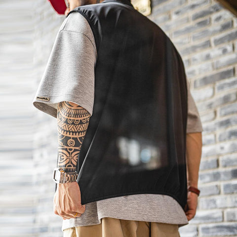 MADEN Men’s Lightweight Utility Vest Gorpcore Outdoor Techwear Gilet with Stand Collar for Layered Streetwear & Hiking