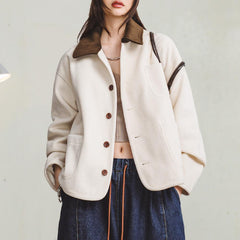 Maden Damen Retro Jacke - Kuscheliger Cord Reversmantel