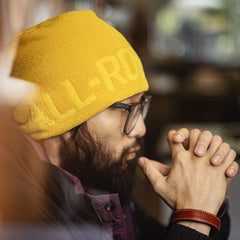 MADEN Herren Schwerer Jacquard Strick Beanie Mütze