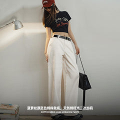 Pantalones blancos de pierna recta - cargo versátil de peso pesado Maden