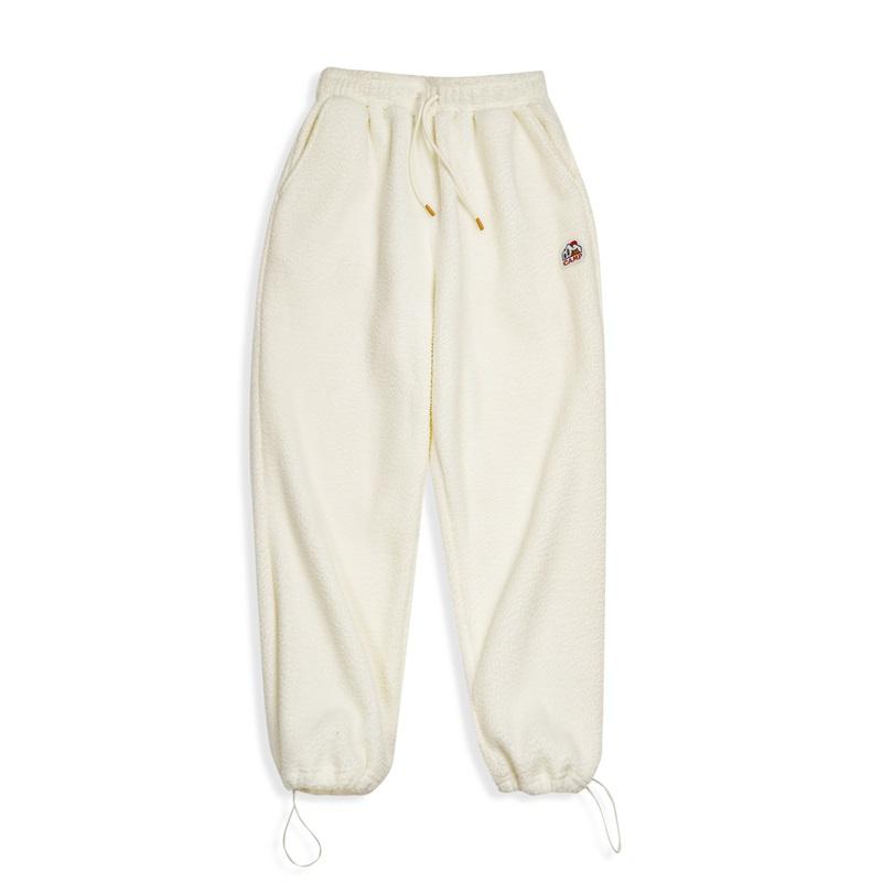 MADEN Damen Herbst/Winter Freizeithose mit Plüschfutter und Fleece-Einlage, Strickhose mit geradem Bein 