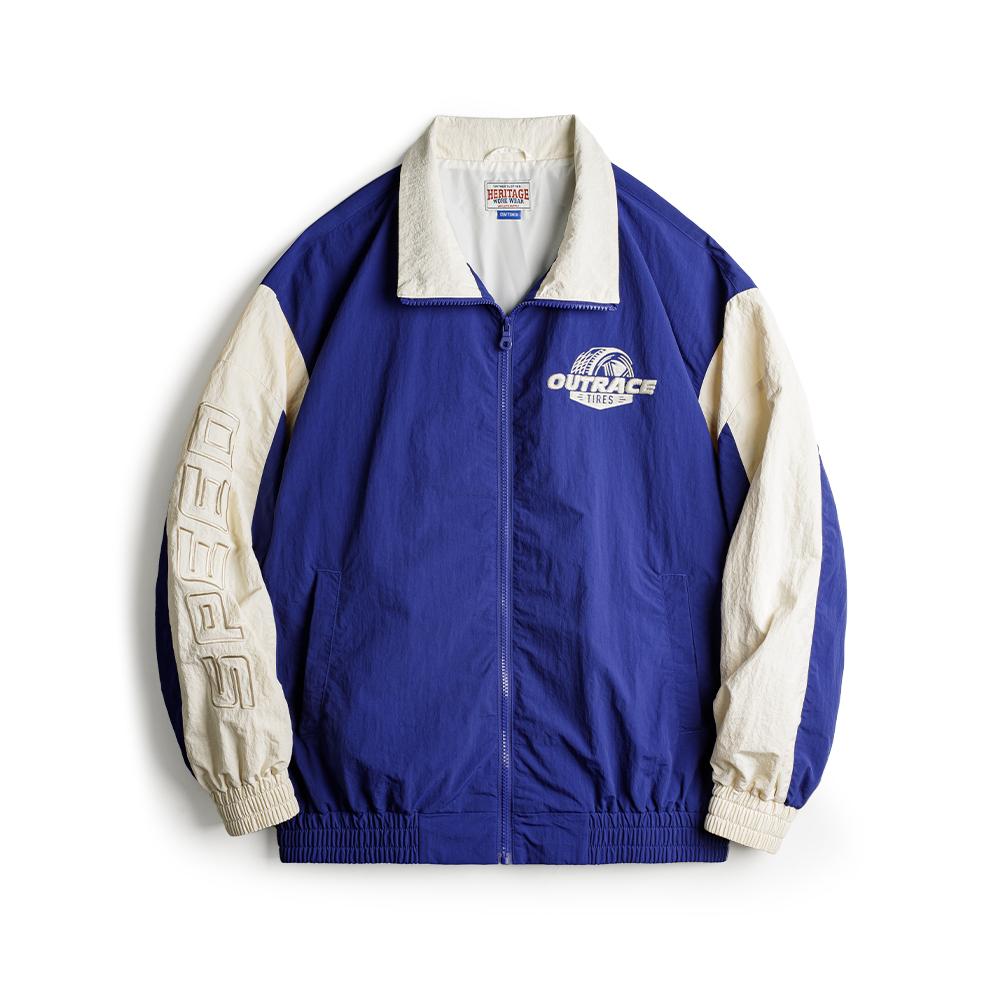 MADEN Retro Patchwork Color-Block Racing Jacket Nylon Embroidered Durable Motorcycle Casual Jacket Men Spring