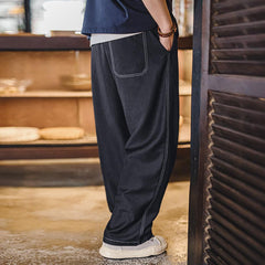 MADEN Herren Locker sitzende Kordelzug-Hose mit geradem Bein