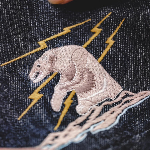 Maden Retro Denim Schultertasche, Unisex, Denim-Stickerei, große Kapazität, tragbare flache Tragetasche für Damen 