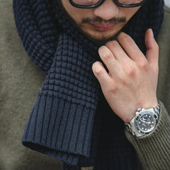 MADEN Herren Schwerer Wollmischung Strickschal