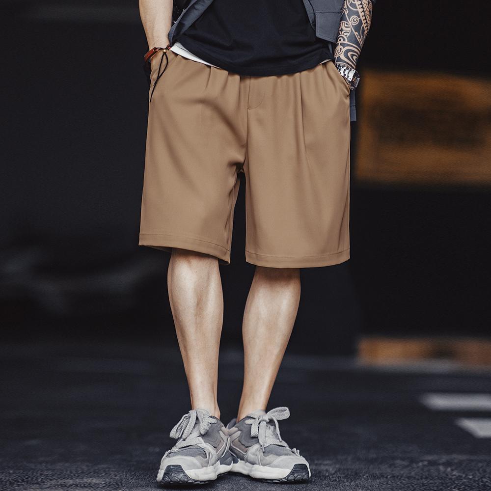MADEN Casual Shorts Easypants No-ironing Loose-fit Straight Short Pants Drape Solid Color with Drawstring Summer New