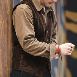 남성용 빈티지 스타일 골덴 조끼 다용도 비즈니스 캐주얼 레이어링 아이템 봄 가을 영국 스타일 일상복