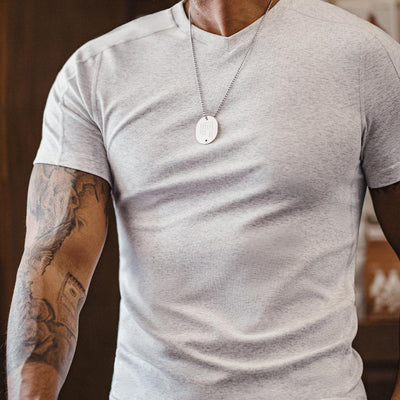 MADEN Lyocell V-Neck Cooling Tee Men’s Slim-Fit Quick-Dry Gym T-Shirt Breathable with Cuffed Sleeves Summer Menswear