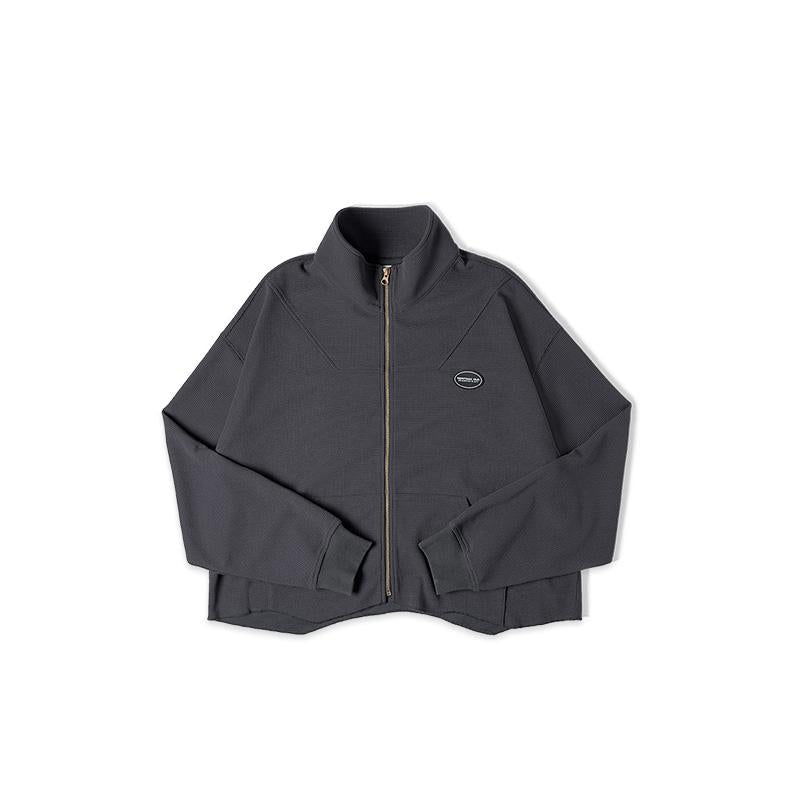 MADEN Damen-Kapuzenjacken mit Reißverschluss, Waffelrippbündchen, lässige Jacken, Harajuku-Sweatshirts, Mäntel mit halbhohem Stehkragen, Streetwear 