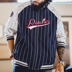 MADEN Herren Bestickte Schwere Baumwoll Varsity Baseballjacke