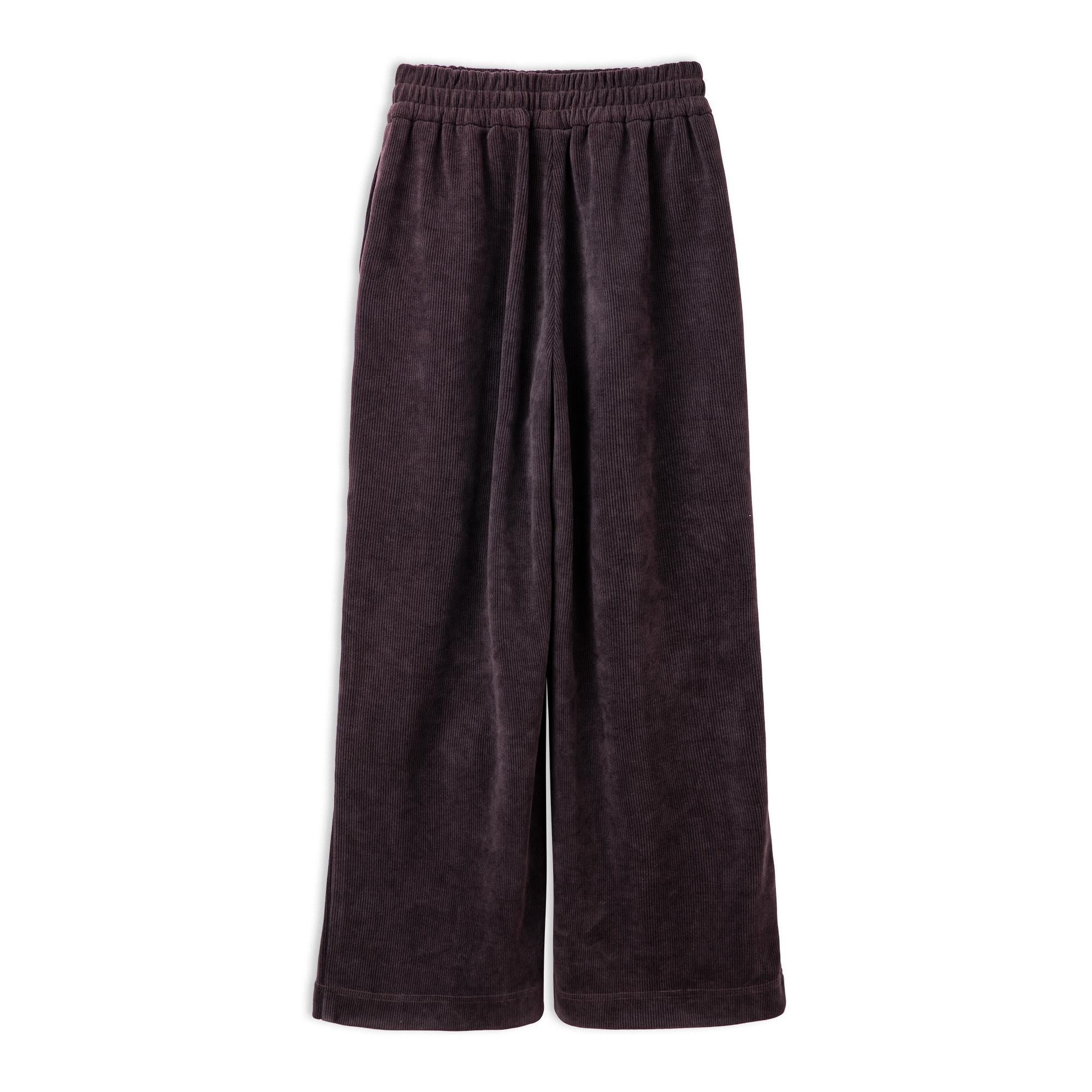 MADEN Damen Vintage Chenille Jogginghose, lockere Freizeithose, dunkelbraun, elastischer Bund mit Kordelzug, weites Bein, YH2402856 