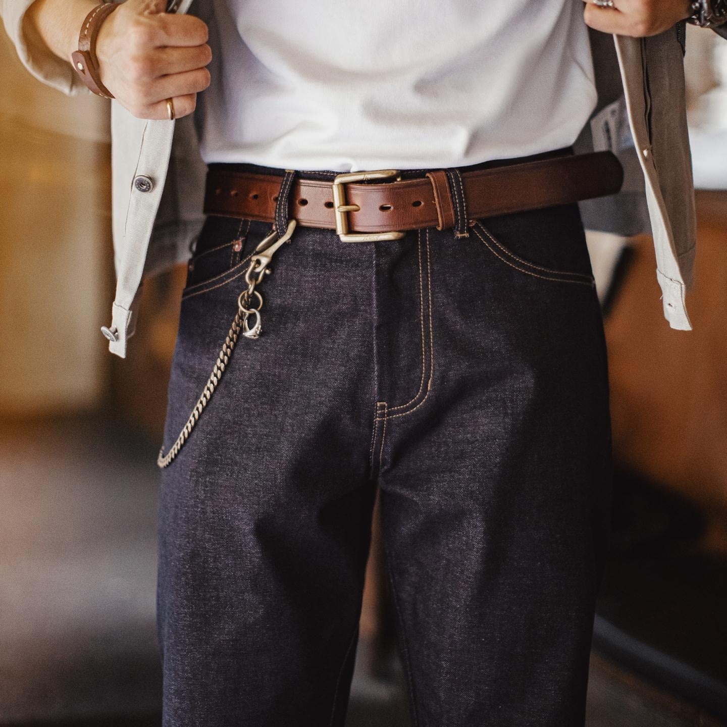 MADEN Karmesinrote Denim Jeans – Selvedge Raw Denim