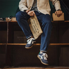 MADEN Retro-Freizeitschuhe für Herren, Patchwork-Obermaterial, deutscher Sneaker, Gummisohle, leichte und weiche Sportschuhe, Outdoor-Sneaker für Herren 