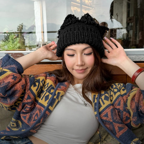 MADEN Womens Knit 2 Way Scarf and Neck Warmer Thick Warm Winter Black Cozy Knit Winter Scarf for Women